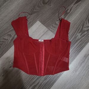 Garage Red Corset Mesh Crop Top Size M
